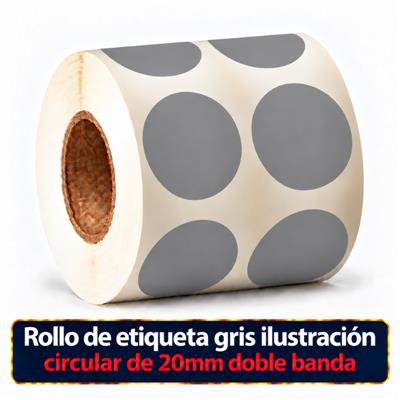Rollo de etiqueta Ilustración Circular Gris 20 Diametro (2B - B40 ROLLO x 1000)